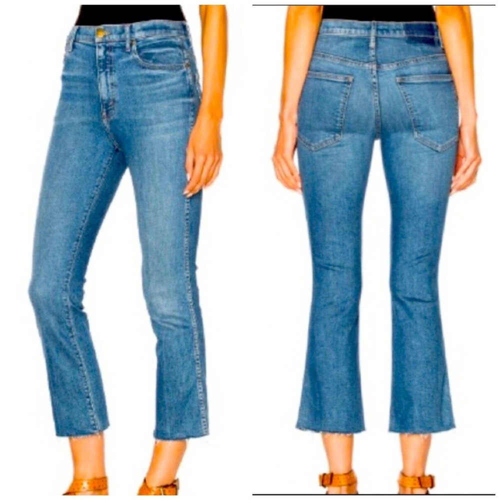The Great The Nerd Cropped Jeans Size 26 Blue Raw Frayed Hem